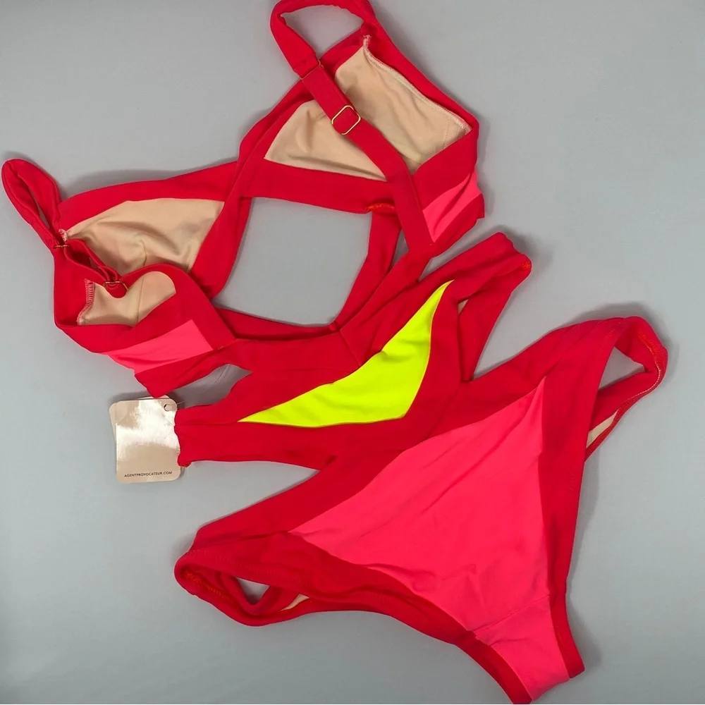 Agent Provocateur Mazzy Red Pink Swimsuit NWT *SALE* - Picture 7 of 12